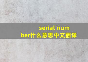 serial number什么意思中文翻译